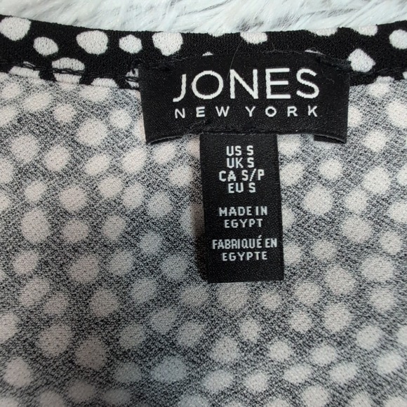 Jones New York Shirt Womens S Black‎ White Blouse Preppy Career Evening Top Soft - Picture 5 of 9